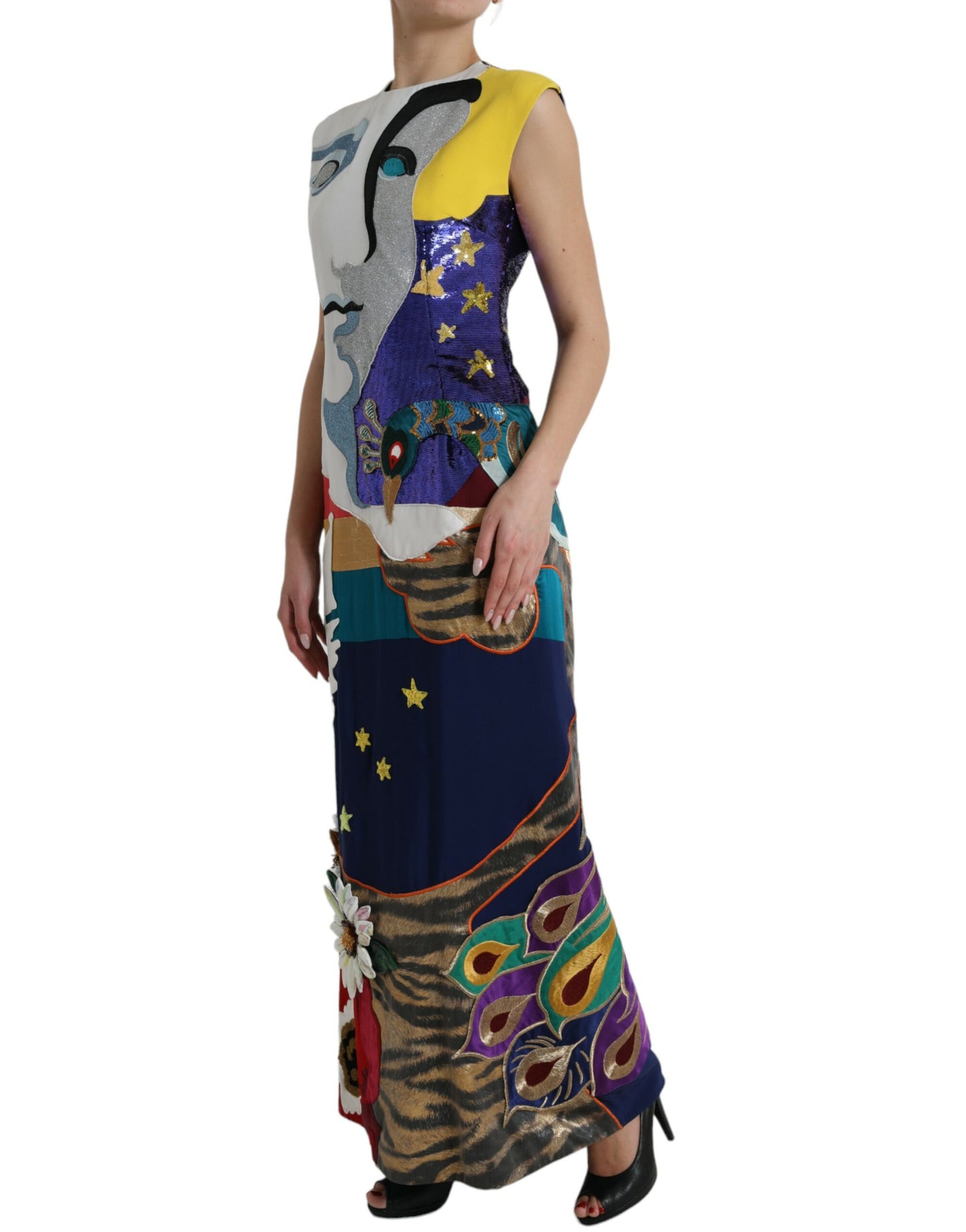 Dolce & Gabbana Elegant Multicolor Silk Patchwork Maxi Dress