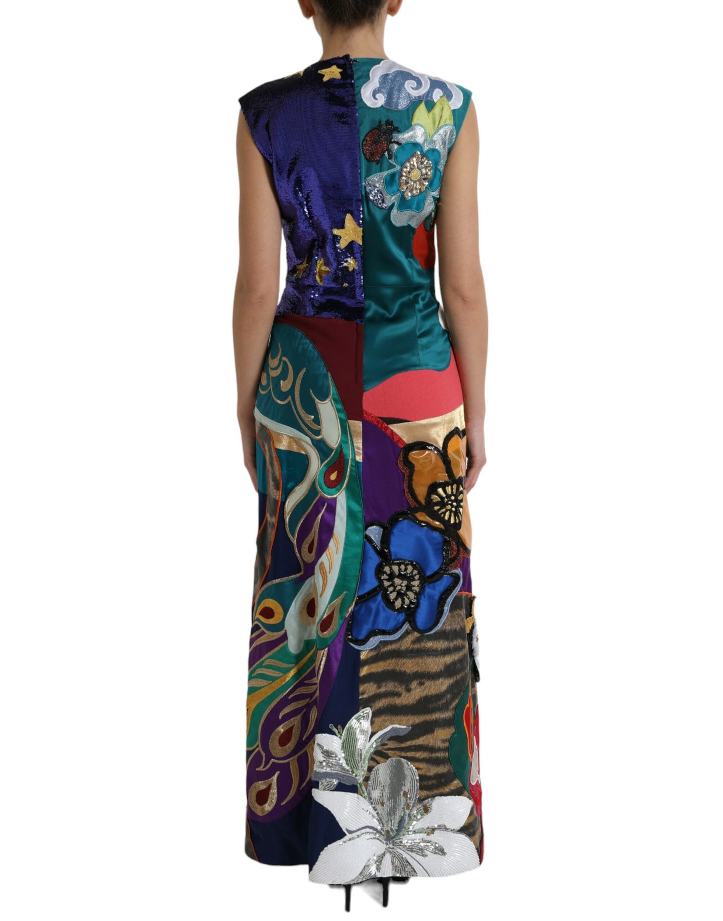 Dolce & Gabbana Elegant Multicolor Silk Patchwork Maxi Dress