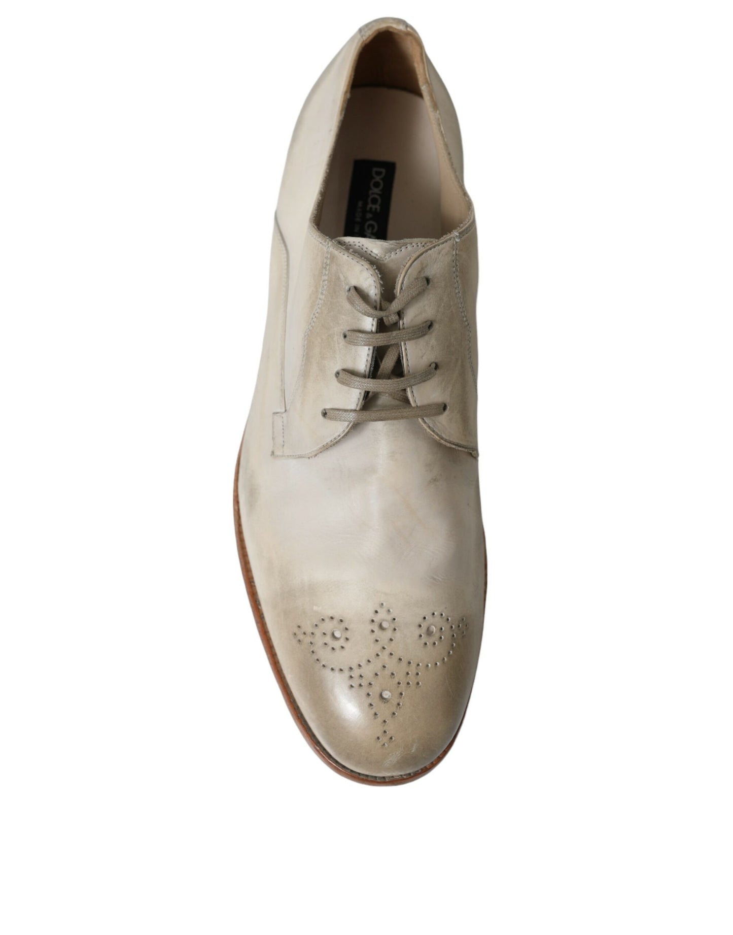 Dolce & Gabbana Elegant White Calfskin Derby Shoes