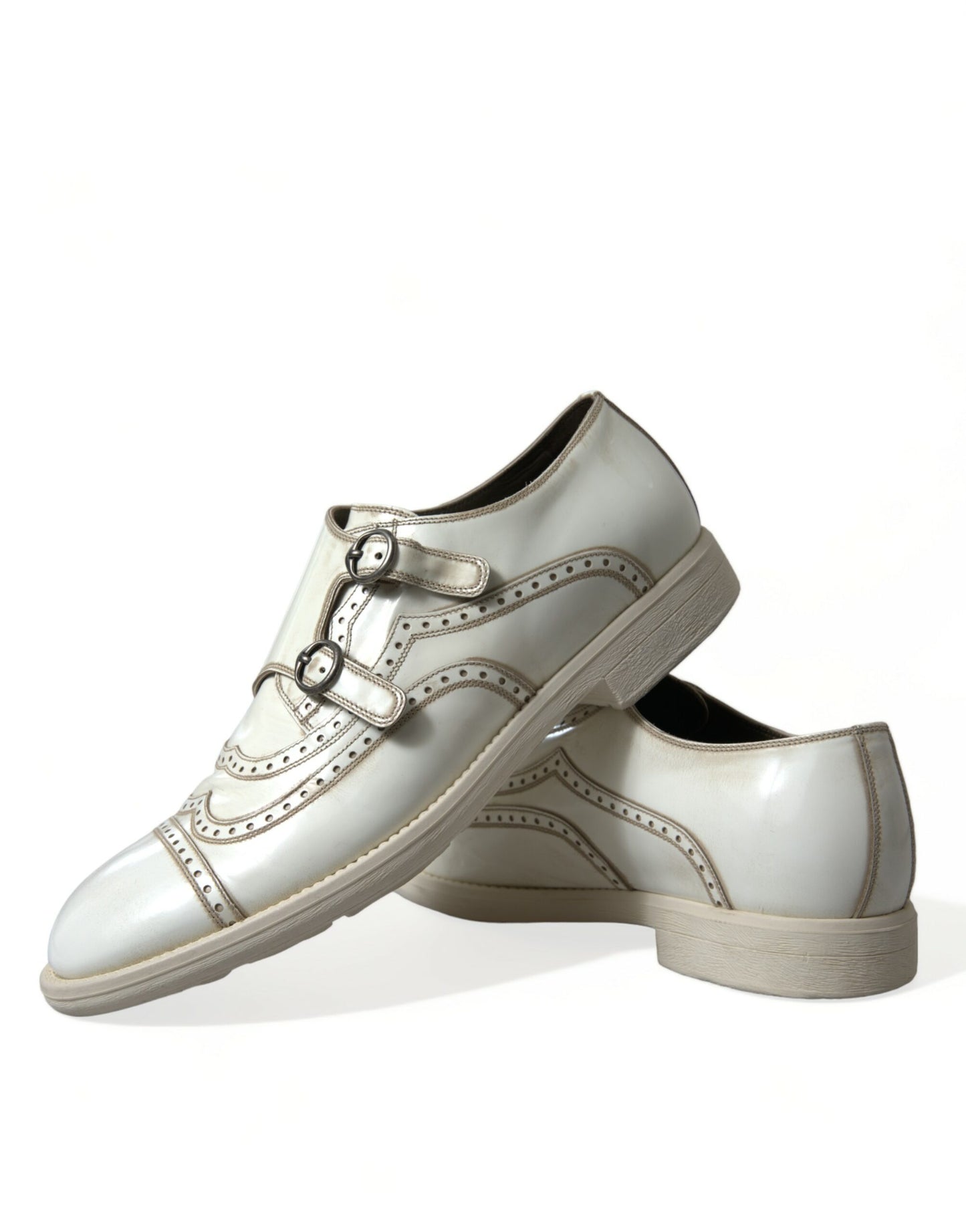 Dolce & Gabbana Elegant White Leather Derby Dress Shoes