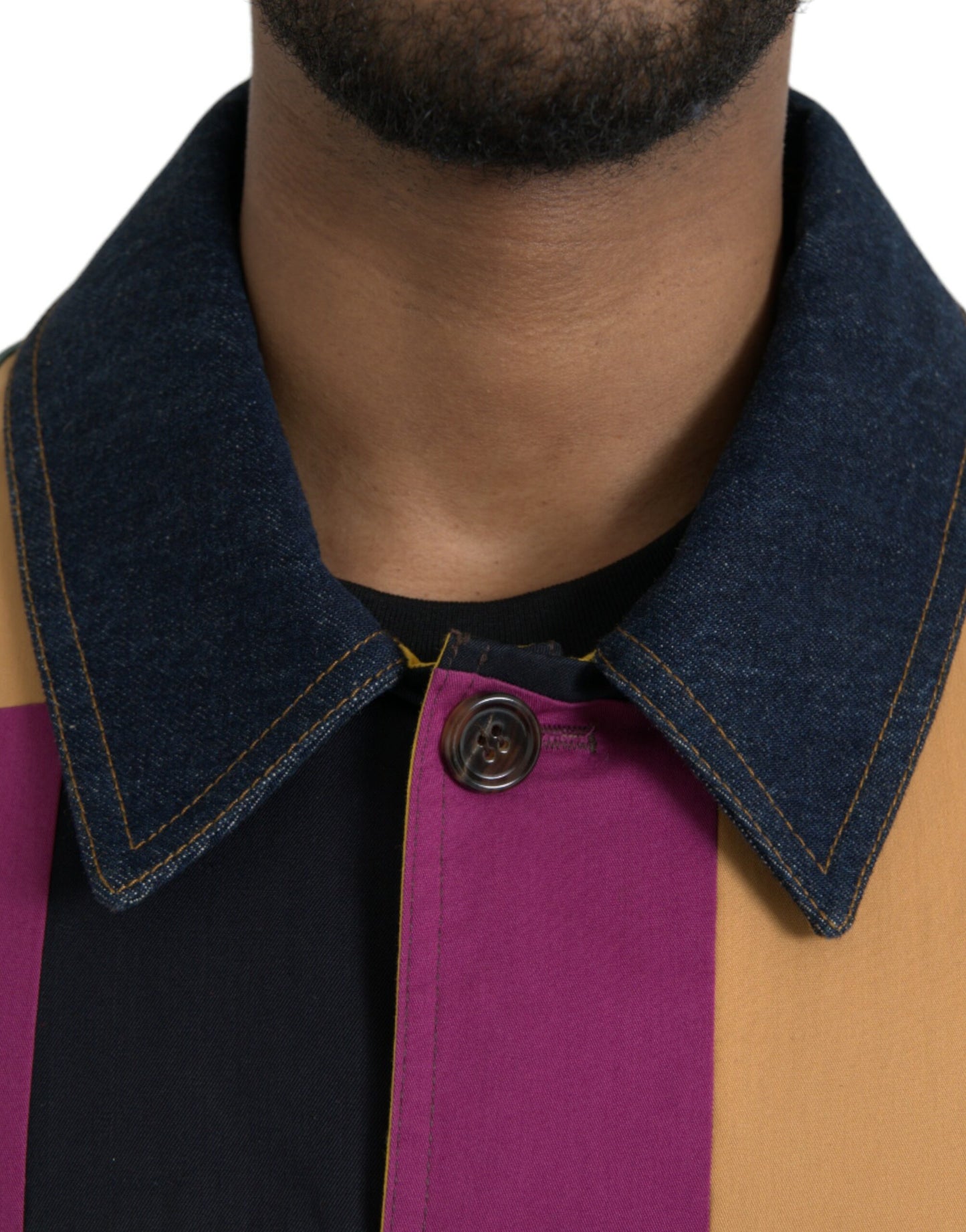 Dolce & Gabbana Multicolor Patchwork Cotton Collared Jacket