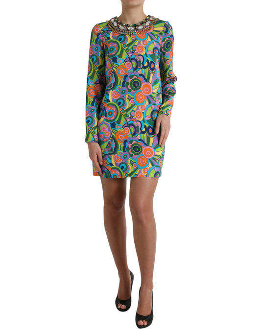 Dolce & Gabbana Multicolor Geometric Silk Mini Dress
