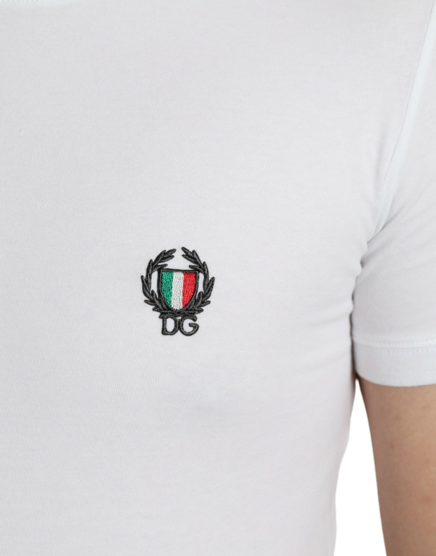 Dolce & Gabbana Elegant White Logo Crest Tee