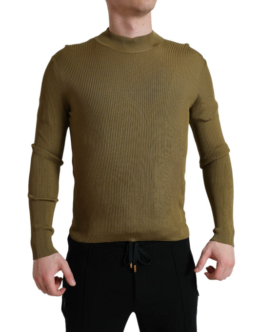 Dolce & Gabbana Army Green Viscose Crew Neck Sweater