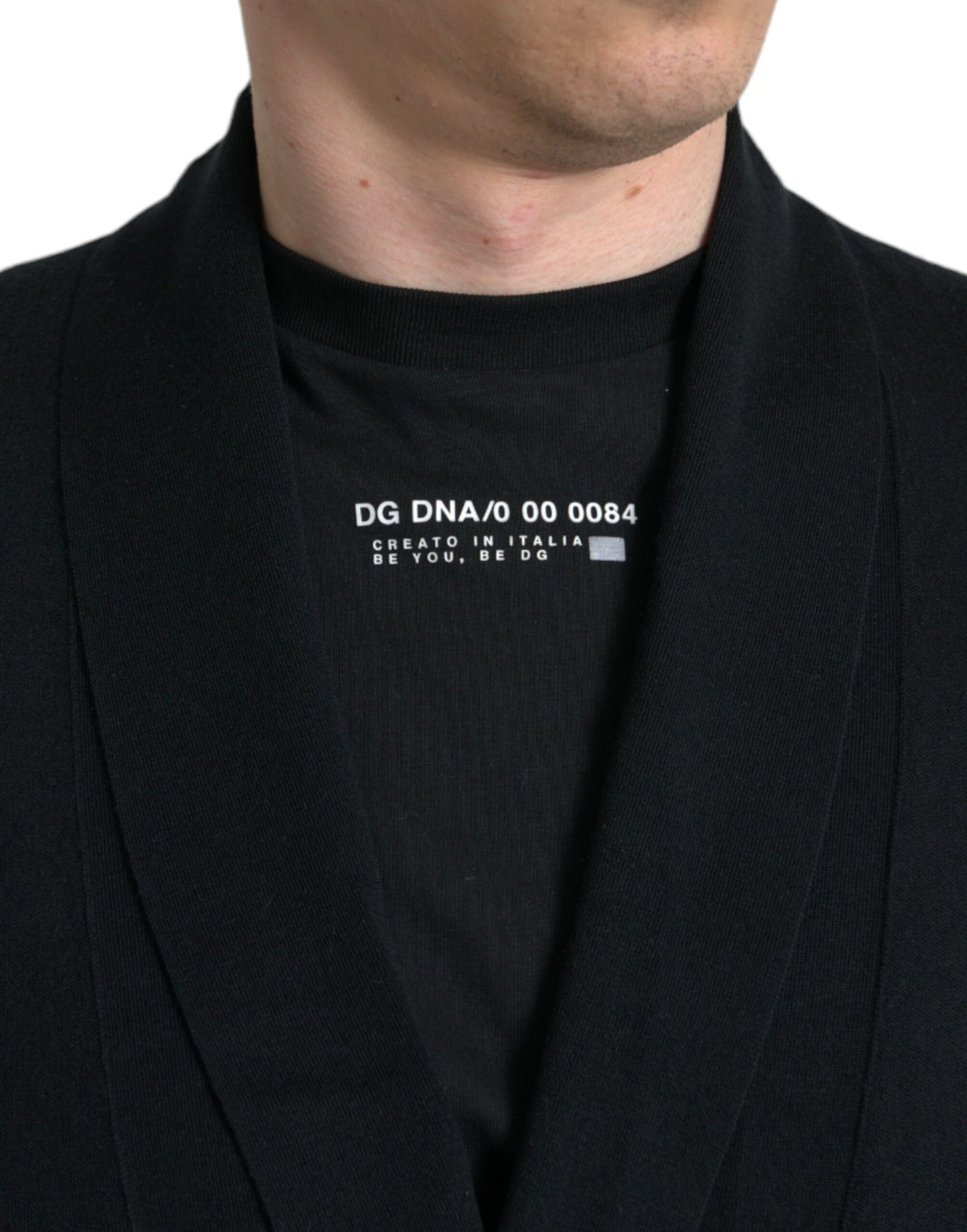 Dolce & Gabbana Elegant Black Cashmere Robe with Waist Belt