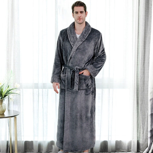 Men’s Soft Plush Bathrobe – Long  Robe with Belt & Pockets