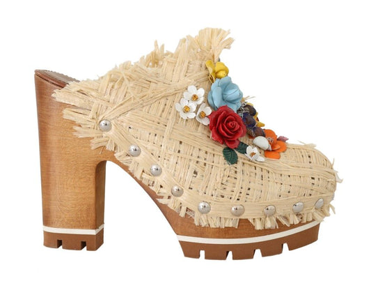 Dolce & Gabbana Chic Embellished Wooden Slides