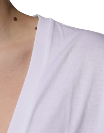 Dolce & Gabbana White Cotton V-neck Short Sleeves T-shirt