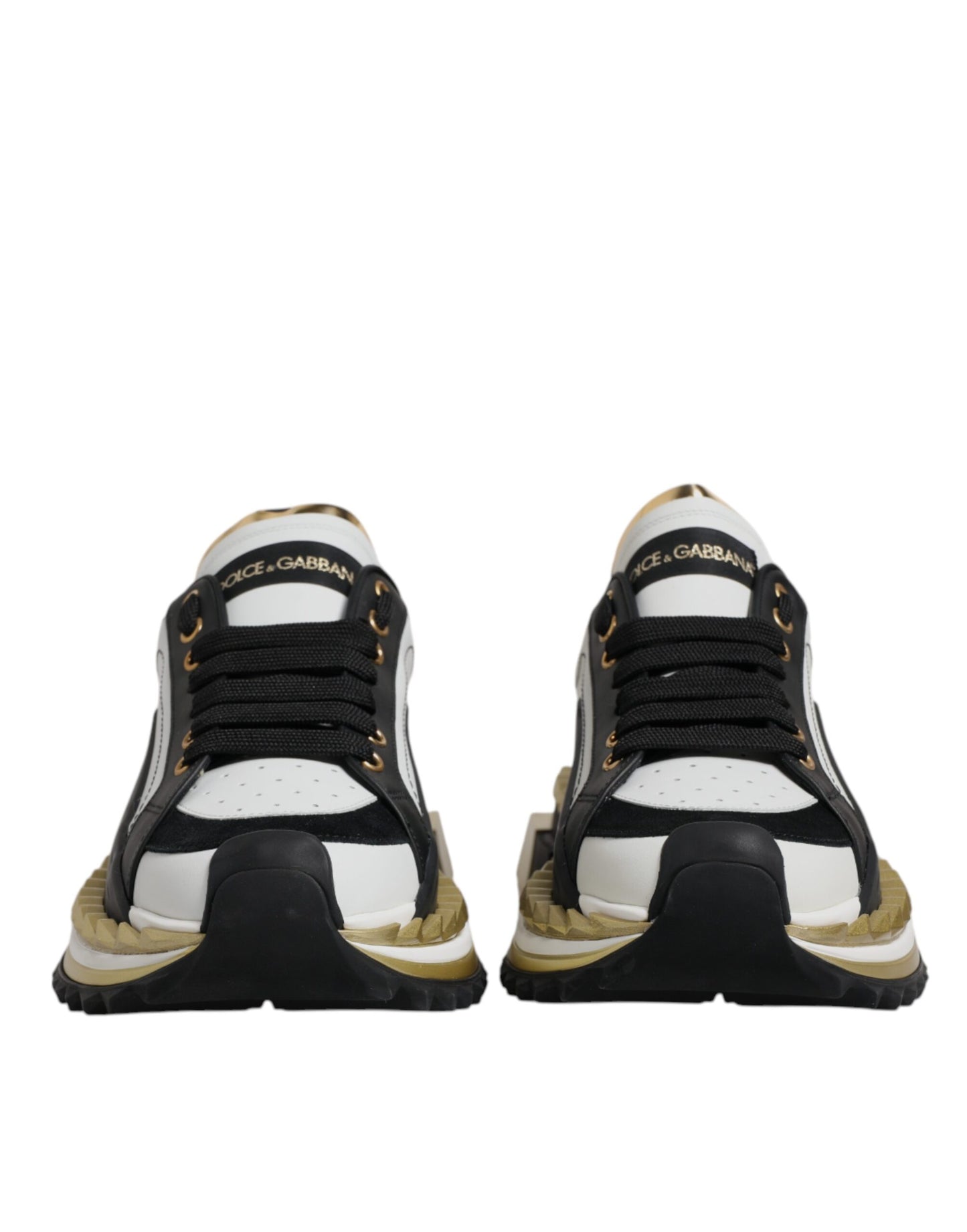 Dolce & Gabbana White Gold Black SUPER KING Sneakers Shoes