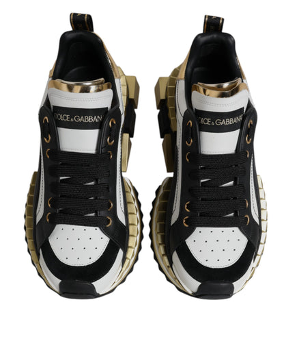 Dolce & Gabbana White Gold Black SUPER KING Sneakers Shoes