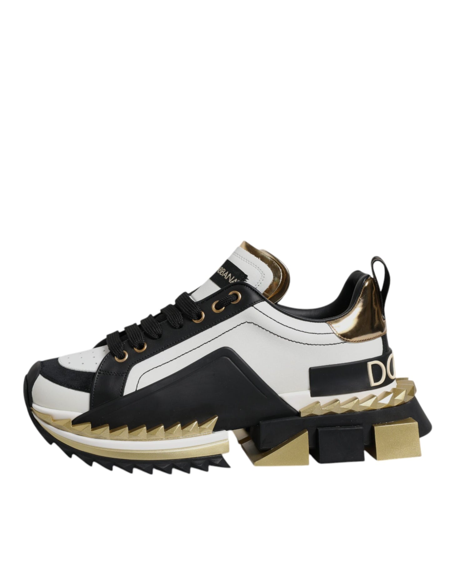 Dolce & Gabbana White Gold Black SUPER KING Sneakers Shoes