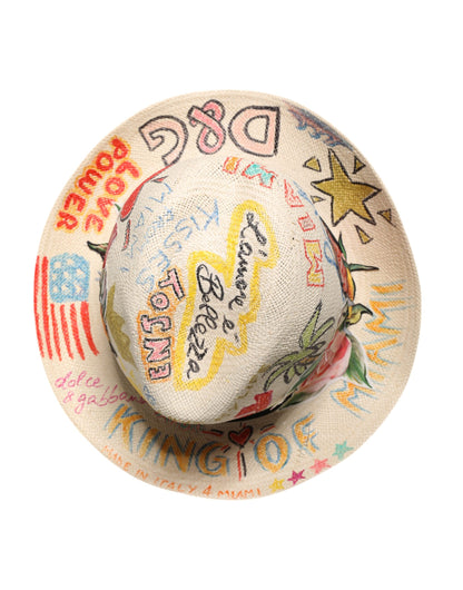 Dolce & Gabbana Multicolor Floral Women Fedora Wide Brim Hat