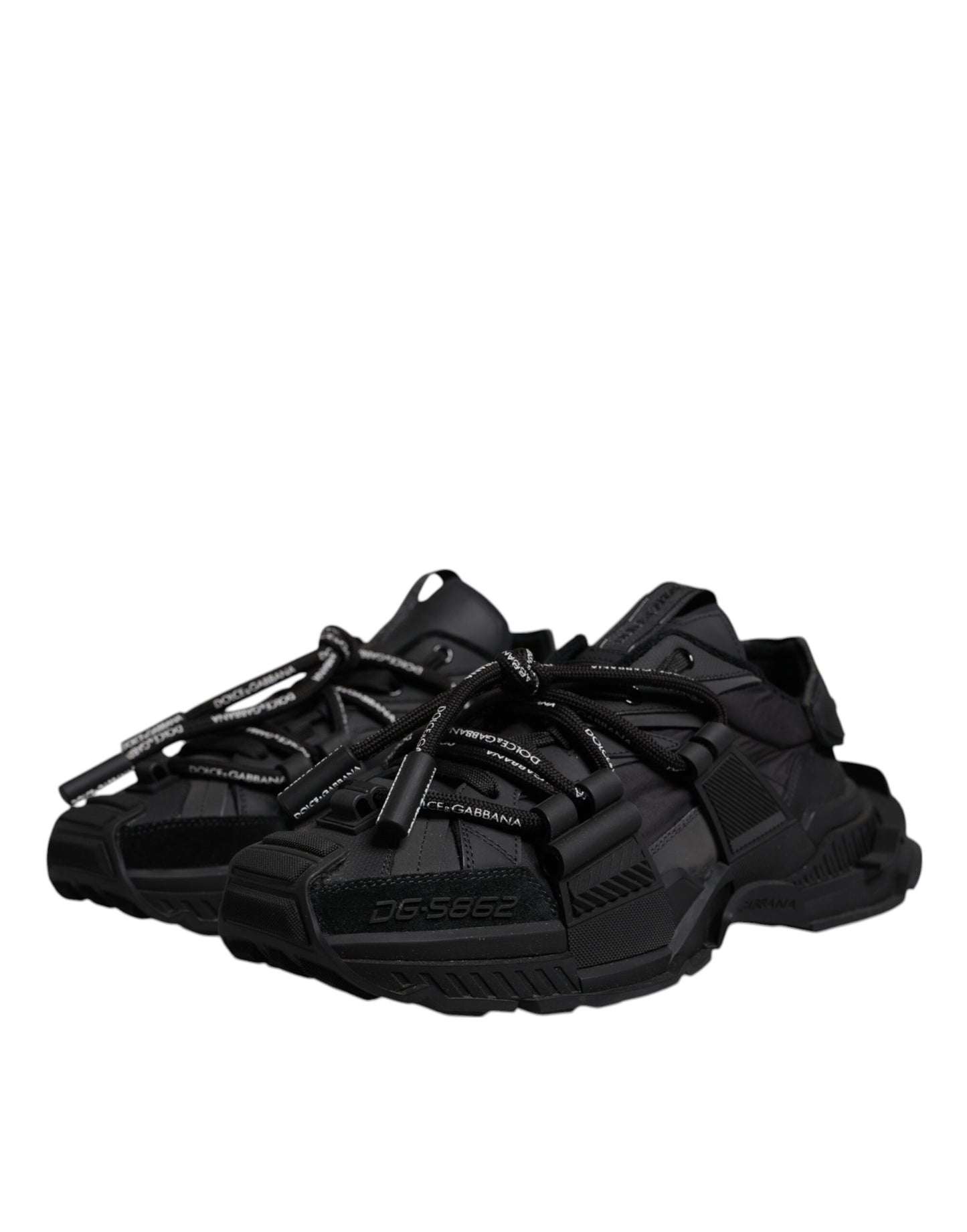 Dolce & Gabbana Black Low Top Space Lace Up Sneakers Shoes