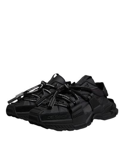 Dolce & Gabbana Black Low Top Space Lace Up Sneakers Shoes