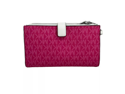 Michael Kors Jet Set Travel Double Zip Wristlet Wallet Dragon Fruit