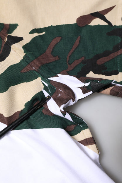 Dolce & Gabbana White Camouflage Stars Crew Neck T-shirt