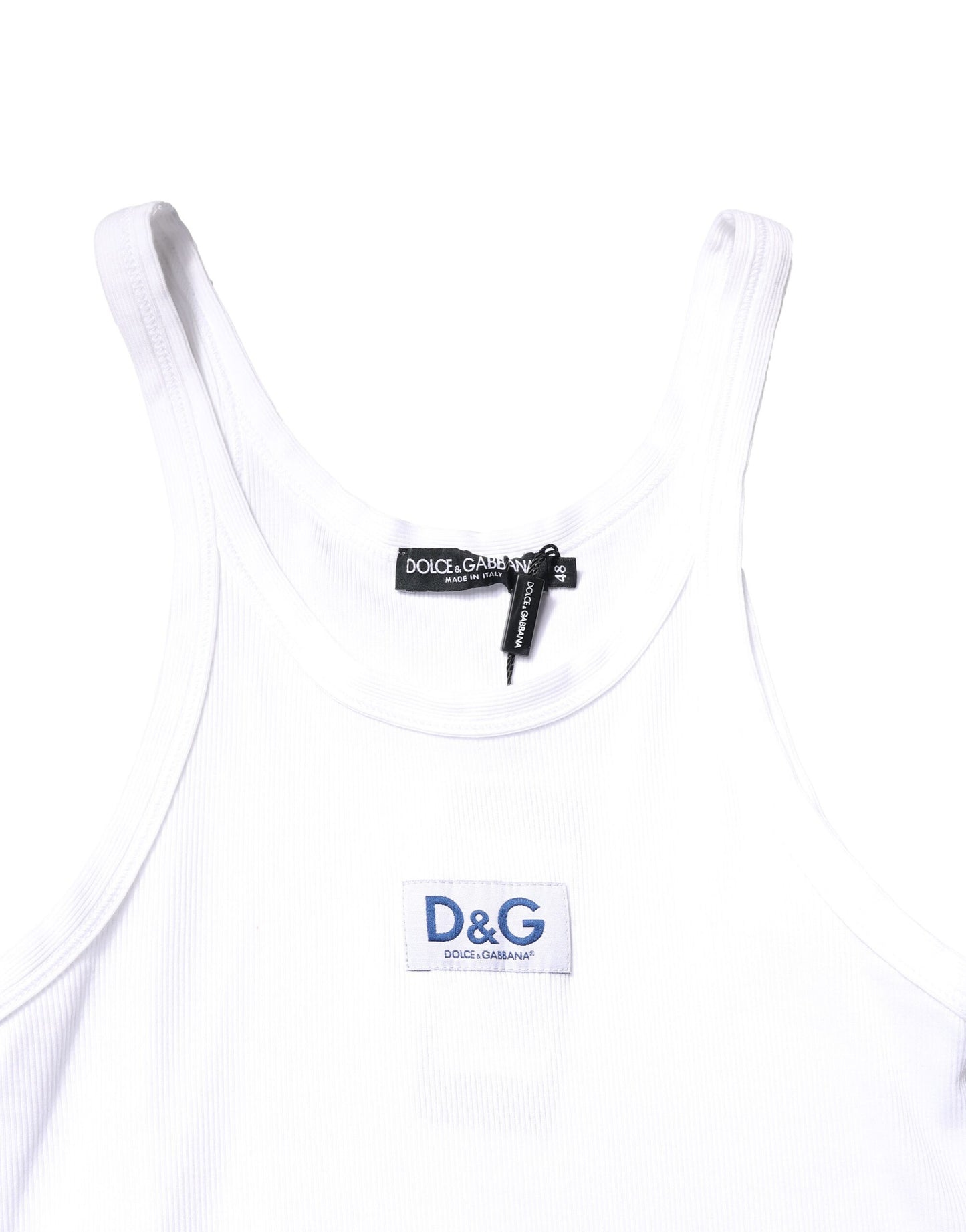 Dolce & Gabbana White Cotton DG Sleeveless Men Tank T-shirt