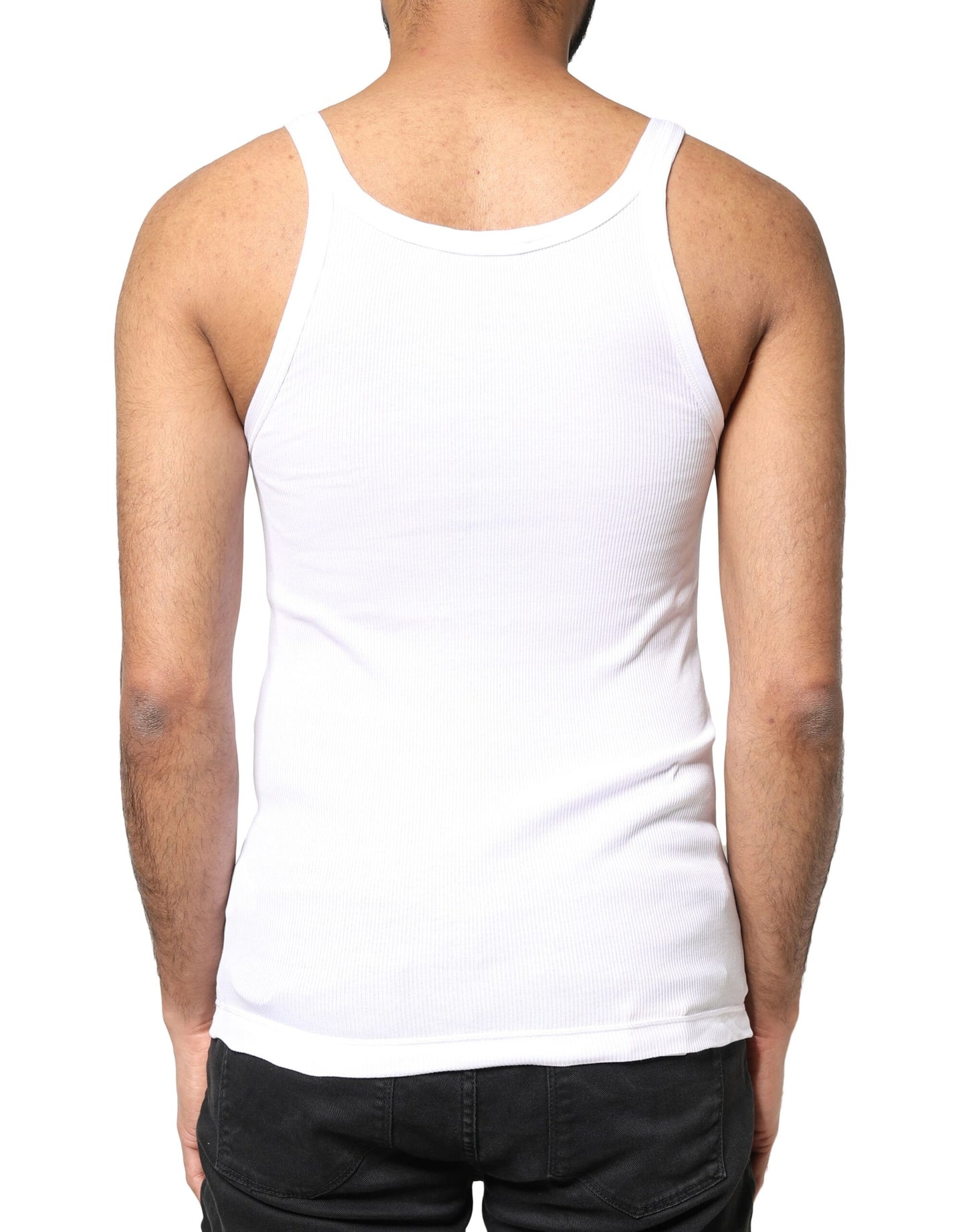 Dolce & Gabbana White Cotton DG Sleeveless Men Tank T-shirt