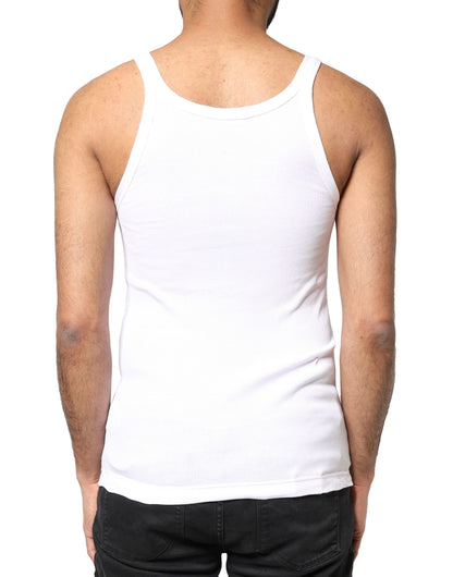 Dolce & Gabbana White Cotton DG Sleeveless Men Tank T-shirt