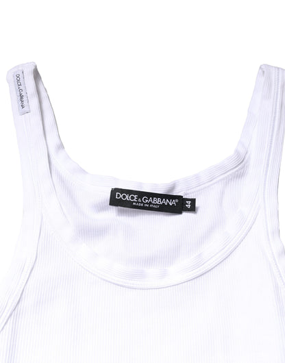 Dolce & Gabbana White Cotton DG Sleeveless Men Tank T-shirt
