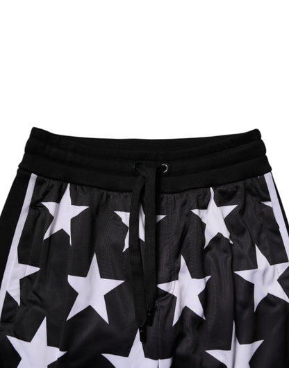 Dolce & Gabbana Black White Stars Jogger Men Sweatpants Pants