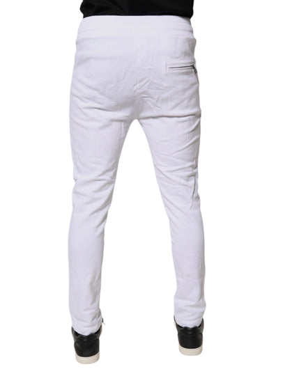 Dolce & Gabbana White Logo Patch Men Skinny Sweatpants Pants
