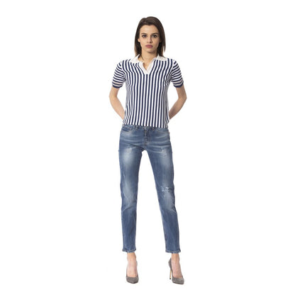 Frankie Morello Blue Other Fibres Jeans & Pant