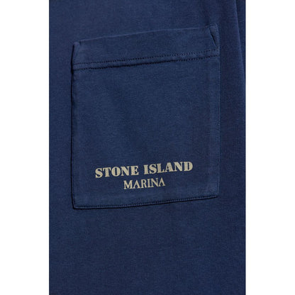 Stone Island Blue Cotton T-Shirt