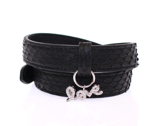 Nialaya Exquisite Black Snakeskin Silver Bracelet