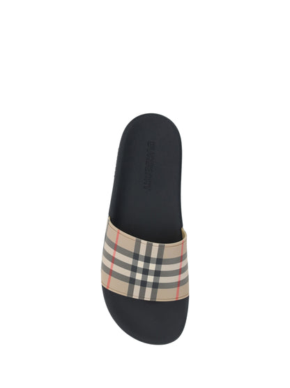 Burberry Brown Rubber Slides Sandals
