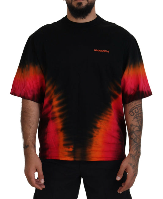 Dsquared² Black Orange Cotton Short Sleeves Crewneck T-shirt