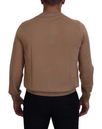 Dolce & Gabbana Beige Cashmere Crewneck Pullover Sweater