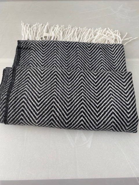 Black & White Herringbone Scarf