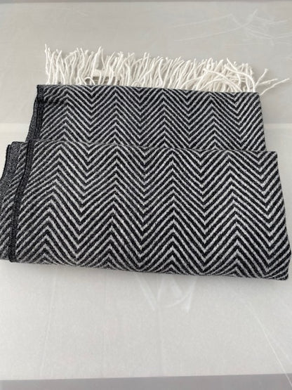 Black & White Herringbone Scarf