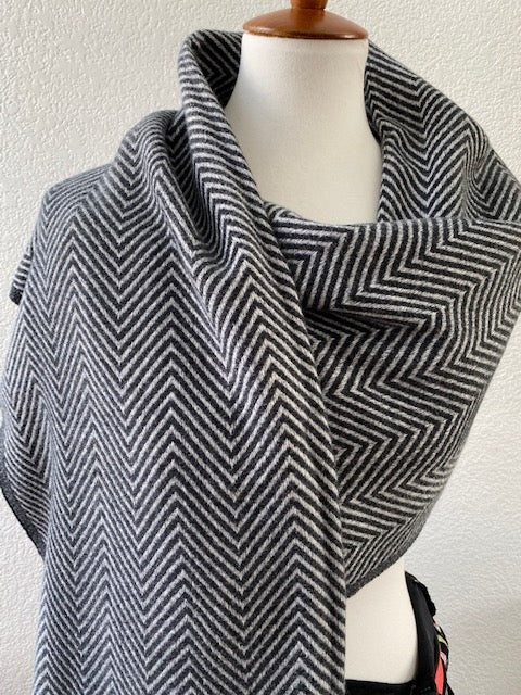Black & White Herringbone Scarf