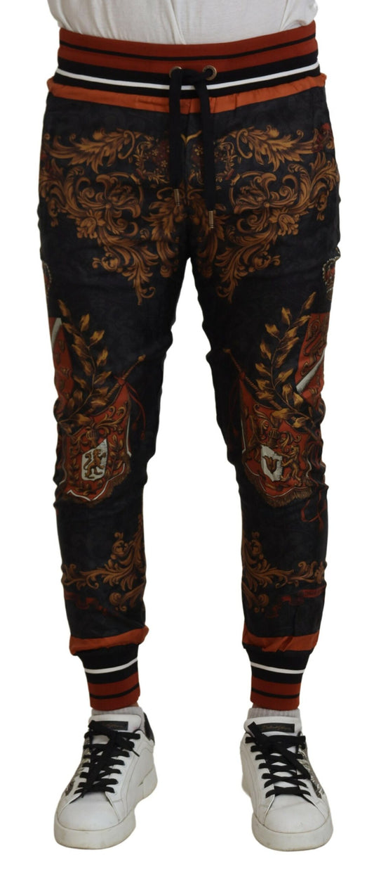 Dolce & Gabbana Baroque Crown Silk Sweatpants