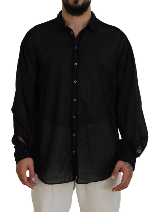 Dsquared² Black Cotton Collared Long Sleeves Formal Shirt