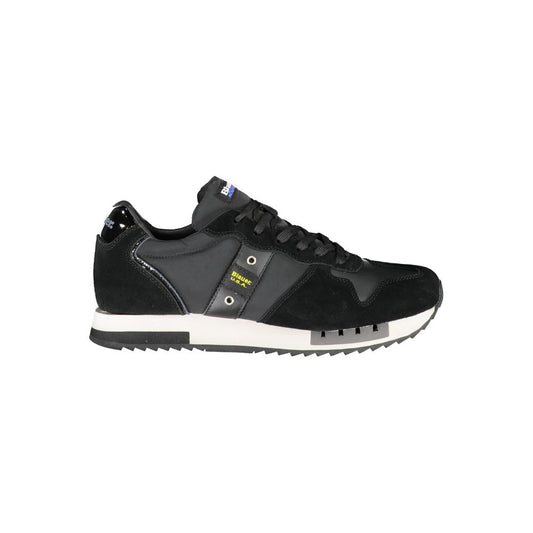 Blauer Chic Black Lace-up Sneakers with Contrast Detail