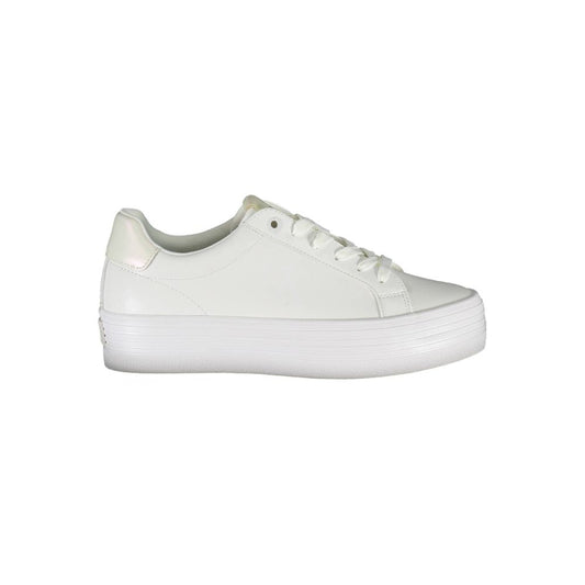 Calvin Klein Sleek White Lace-Up Sneakers with Contrast Detail