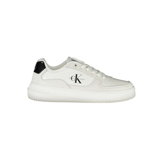 Calvin Klein Sleek White Lace-Up Sneakers with Contrast Details