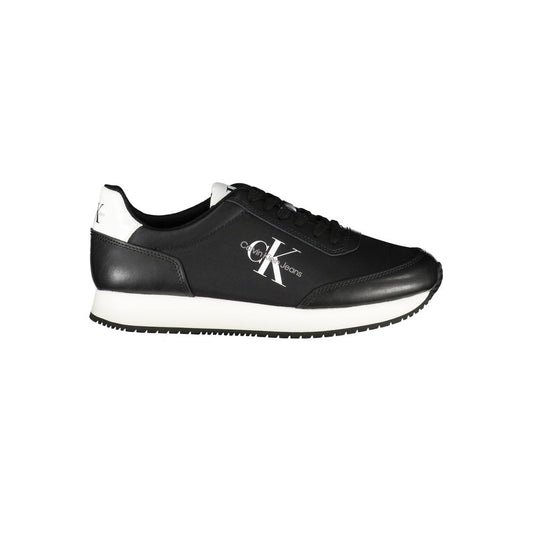 Calvin Klein Sleek Black Lace-Up Sneakers with Contrast Details