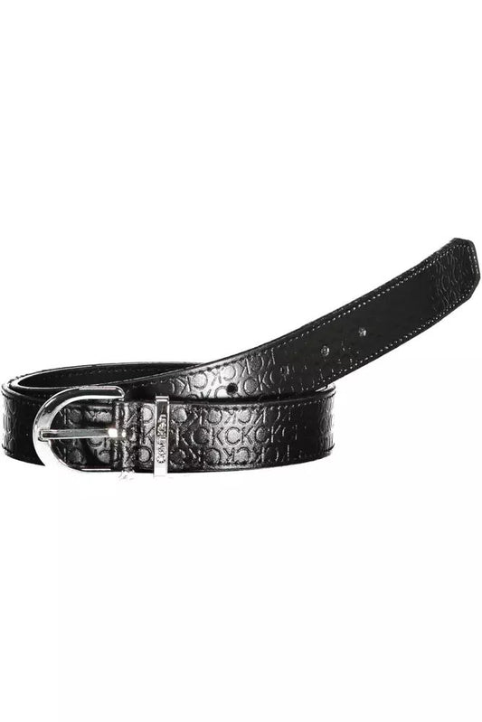 Calvin Klein Elegant Black Leather Belt with Logo Detail