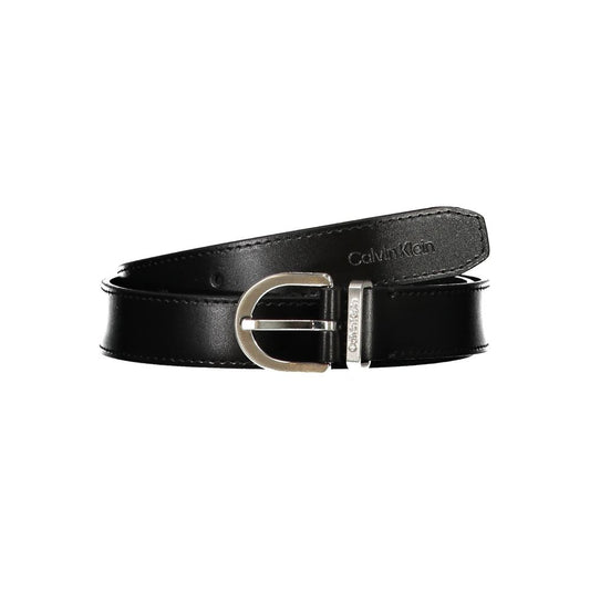 Calvin Klein Sleek Black Leather Belt with Metal Buckle