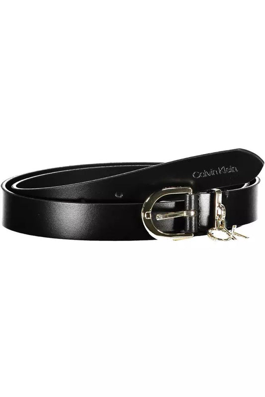 Calvin Klein Elegant Black Leather Belt with Logo Buckle