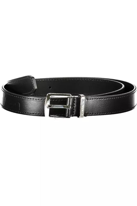 Calvin Klein Elegant Black Leather Belt with Metal Buckle