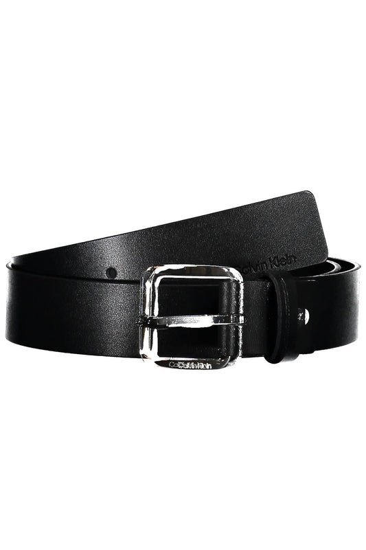 Calvin Klein Sleek Black Leather Belt with Metal Buckle