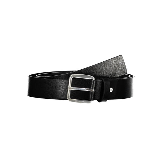 Calvin Klein Elegant Black Leather Belt with Metal Buckle