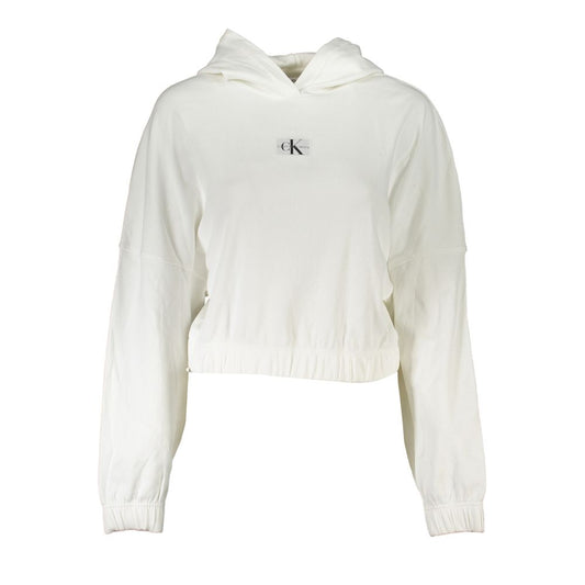 Calvin Klein Chic White Hooded Sweater with Logo Detail