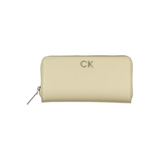Calvin Klein Elegant Beige Zip Wallet with RFID Blocking