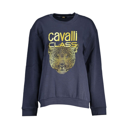 Cavalli Class Elegant Blue Fleece Crew Neck Sweatshirt